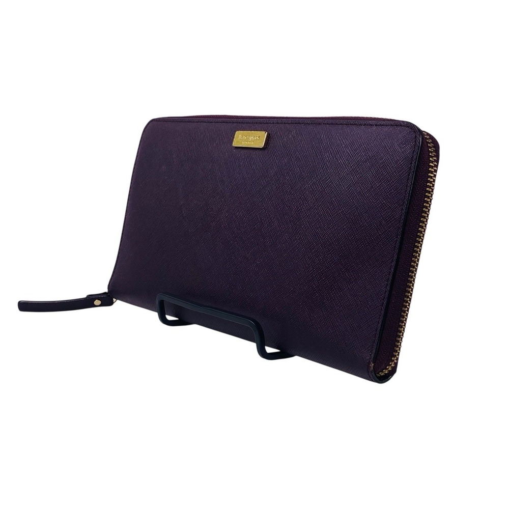 Kate Spade New York Laurel Way Talla Texture Deep Plum Leather Zip AroundWallet